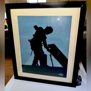 Union Iron Worker 22 1/4”Wx26 1/2”T framed Acrylic painting on canvas